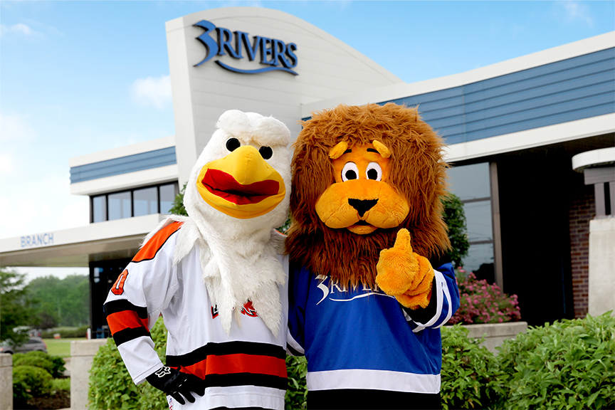 Over the Edge with the Komet's Mascot, Icy.